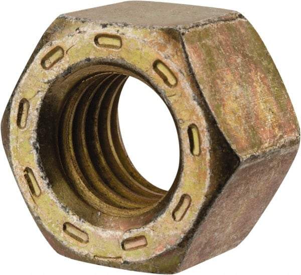 Made in USA - 9/16-12 UNC Steel Right Hand Hex Nut - 7/8" Across Flats, 31/64" High, Zinc Yellow Dichromate Cad & Waxed Finish - All Tool & Supply