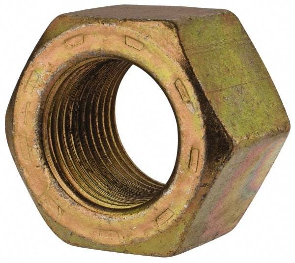 Value Collection - 7/8-14 UNF Steel Right Hand Hex Nut - 1-5/16" Across Flats, 3/4" High, Zinc Yellow Dichromate Cad & Waxed Finish - All Tool & Supply