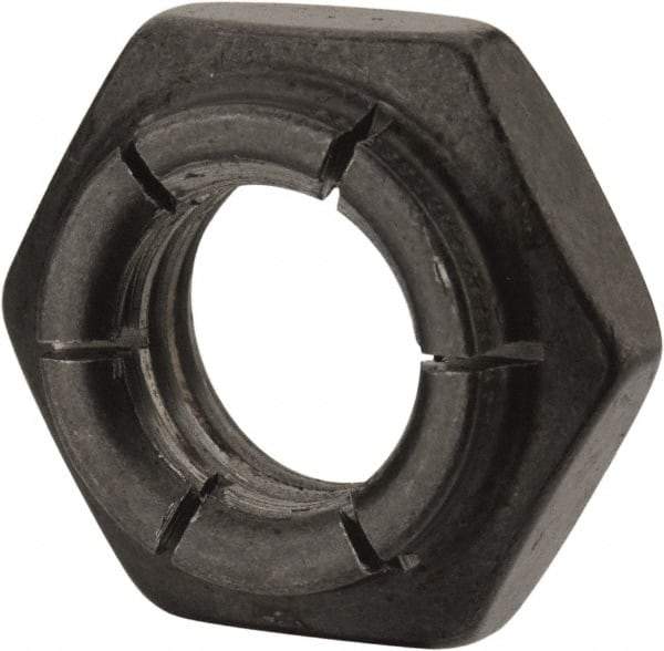 Flex-Loc - 1/2-13 UNC Grade 2 Heavy Hex Lock Nut with Expanding Flex Top - 21/64" High, Uncoated, Meets Military Specifications - All Tool & Supply