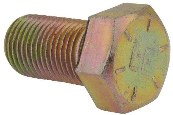 Value Collection - 9/16-18 UNF, 1" Length Under Head Hex Head Cap Screw - Fully Threaded, Grade 8 Alloy Steel, Zinc-Plated Finish, 13/16" Hex - All Tool & Supply