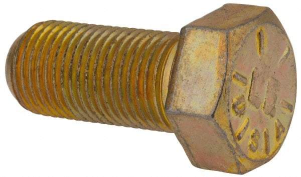 Value Collection - 9/16-18 UNF, 1-1/4" Length Under Head Hex Head Cap Screw - Fully Threaded, Grade 8 Alloy Steel, Zinc-Plated Finish, 13/16" Hex - All Tool & Supply