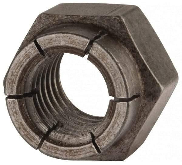 Flex-Loc - 1/2-13 UNC Grade 2 Hex Lock Nut with Expanding Flex Top - 3/4" Width Across Flats, 39/64" High, Uncoated - All Tool & Supply