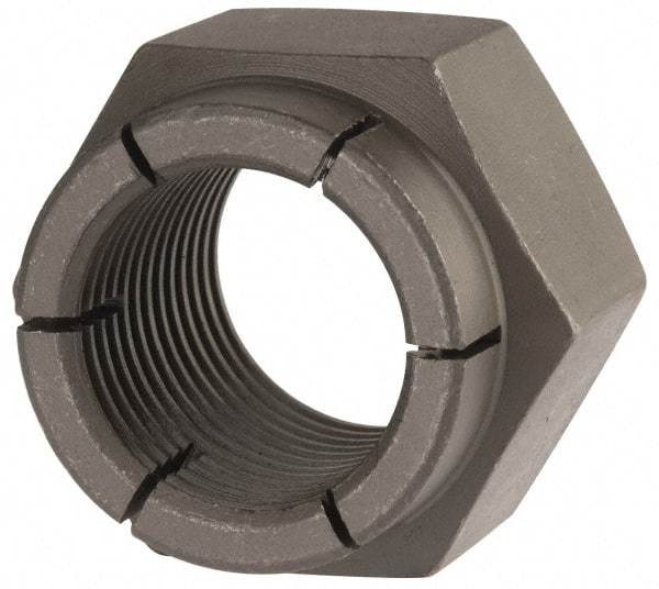 Flex-Loc - 1-12 UNJF Grade 2 Hex Lock Nut with Expanding Flex Top - 1-7/16" Width Across Flats, Uncoated, Meets Military Specifications - All Tool & Supply