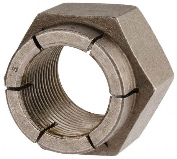 Flex-Loc - 1-14 UNJS Grade 2 Hex Lock Nut with Expanding Flex Top - 1-7/16" Width Across Flats, Uncoated, Meets Military Specifications - All Tool & Supply