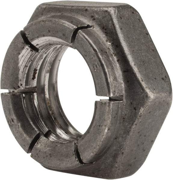 Flex-Loc - 1/2-13 UNC Grade 2 Hex Lock Nut with Expanding Flex Top - 21/64" High, Uncoated, Meets Military Specifications - All Tool & Supply