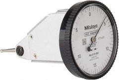 Mitutoyo - 0.03 Inch Range, 0.0005 Inch Dial Graduation, Vertical Dial Test Indicator - 1.5748 Inch White Dial, 0-15-0 Dial Reading, Accurate to 0.0005 Inch - All Tool & Supply