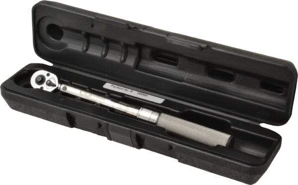 CDI - 1/4" Drive Micrometer Torque Wrench - 2.8 N/m to 15 N/m Torque, 10-5/32" OAL, 0.12 N/m Graduation, Ratcheting with Reverse Lever Head - All Tool & Supply