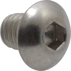 Value Collection - #10-32 UNF Hex Socket Drive, Button Screw - Grade 18-8 Stainless Steel, Uncoated, Fully Threaded, 1/4" Length Under Head - All Tool & Supply