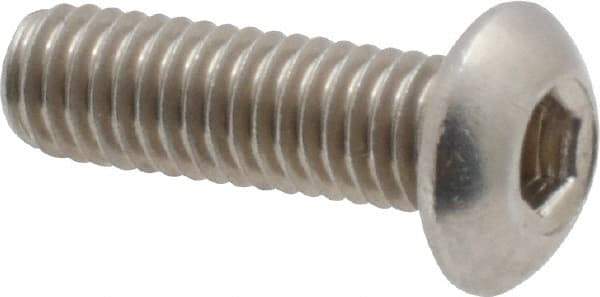 Value Collection - #10-32 UNF Hex Socket Drive, Button Screw - Grade 18-8 Stainless Steel, Uncoated, Fully Threaded, 5/8" Length Under Head - All Tool & Supply