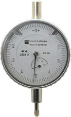 TESA Brown & Sharpe - 0.2" Range, 0-5-0 Dial Reading, 0.0001" Graduation Dial Drop Indicator - 2-1/4" Dial, 0.01" Range per Revolution, Revolution Counter - All Tool & Supply