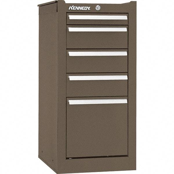 Kennedy - 5 Drawer Brown Side Cabinet - 13-5/8" Wide x 29" High x 18" Deep, Use with 27" Wide Roller Cabinet - All Tool & Supply