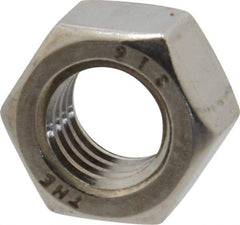 Value Collection - 3/8-16 UNC Stainless Steel Right Hand Hex Nut - 9/16" Across Flats, 21/64" High, Uncoated - All Tool & Supply