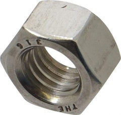 Value Collection - 1/2-13 UNC Stainless Steel Right Hand Hex Nut - 3/4" Across Flats, 7/16" High, Uncoated - All Tool & Supply