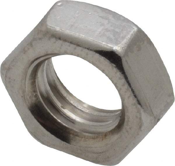 Value Collection - 3/8-16 UNC Stainless Steel Right Hand Hex Jam Nut - 9/16" Across Flats, 7/32" High, Uncoated - All Tool & Supply