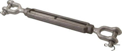 Made in USA - 2,200 Lb Load Limit, 1/2" Thread Diam, 6" Take Up, Stainless Steel Jaw & Jaw Turnbuckle - 7-1/2" Body Length, 3/4" Neck Length, 13" Closed Length - All Tool & Supply