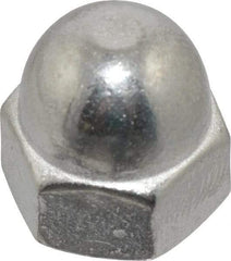 Value Collection - 1/4-20" UNC, 7/16" Width Across Flats, Uncoated, Stainless Steel Acorn Nut - 21/64" Overall Height, Grade 18-8 - All Tool & Supply