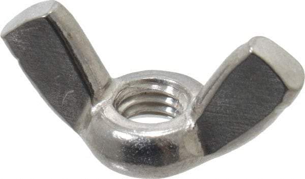 Value Collection - #10-32 UNF, Stainless Steel Standard Wing Nut - Grade 18-8, 0.91" Wing Span, 0.47" Wing Span - All Tool & Supply