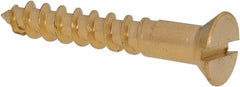 Value Collection - #10, 1-1/4" OAL, Slotted Drive, Flat Head Wood Screw - ASME B18.6.1, Brass - All Tool & Supply