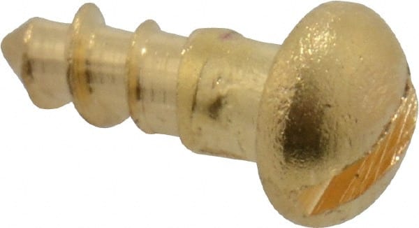 Value Collection - #2, 1/4" Length Under Head, Slotted Drive, Round Head Wood Screw - ASME B18.6.1, Brass - All Tool & Supply