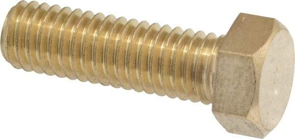 Value Collection - 3/8-16 UNC, 1-1/4" Length Under Head Hex Head Cap Screw - Brass, 9/16" Hex - All Tool & Supply