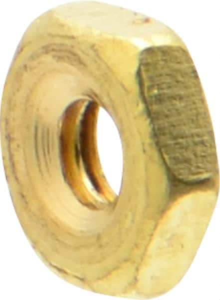 Value Collection - #2-56 UNC Brass Right Hand Machine Screw Hex Nut - 3/16" Across Flats, 1/16" High, Uncoated - All Tool & Supply