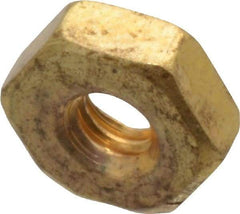 Value Collection - #4-40 UNC Brass Right Hand Machine Screw Hex Nut - 1/4" Across Flats, 3/32" High, Uncoated - All Tool & Supply