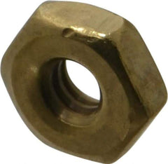 Value Collection - #6-32 UNC Brass Right Hand Machine Screw Hex Nut - 5/16" Across Flats, 7/64" High, Uncoated - All Tool & Supply