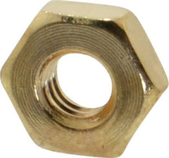 Value Collection - #8-32 UNC Brass Right Hand Machine Screw Hex Nut - 11/32" Across Flats, 1/8" High, Uncoated - All Tool & Supply