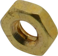 Value Collection - #10-24 UNC Brass Right Hand Machine Screw Hex Nut - 3/8" Across Flats, 1/8" High, Uncoated - All Tool & Supply