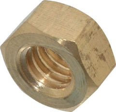 Value Collection - 5/16-18 UNC Brass Right Hand Hex Nut - 1/2" Across Flats, 17/64" High, Uncoated - All Tool & Supply