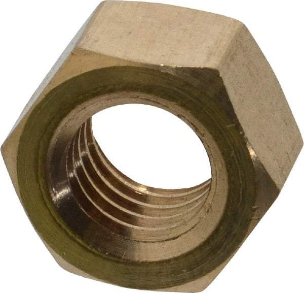 Value Collection - 1/2-13 UNC Brass Right Hand Hex Nut - 3/4" Across Flats, 7/16" High, Uncoated - All Tool & Supply