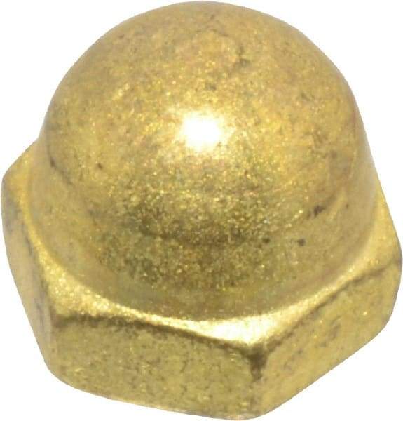 Value Collection - #6-32 UNC, 5/16" Width Across Flats, Uncoated, Brass Acorn Nut - 1/4" Overall Height - All Tool & Supply