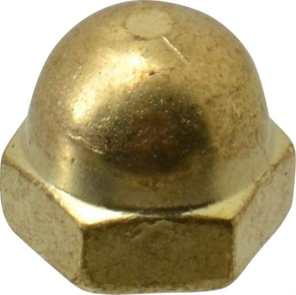 Value Collection - #8-32 UNC, 5/16" Width Across Flats, Uncoated, Brass Acorn Nut - 1/4" Overall Height - All Tool & Supply