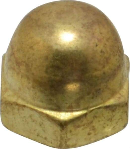 Value Collection - #10-24 UNC, 3/8" Width Across Flats, Uncoated, Brass Acorn Nut - 9/32" Overall Height - All Tool & Supply