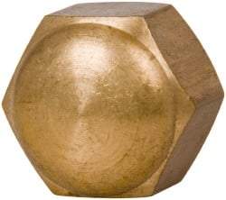 Value Collection - 1/2-13" UNC, 3/4" Width Across Flats, Uncoated, Brass Acorn Nut - 9/16" Overall Height - All Tool & Supply