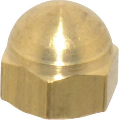 Value Collection - #10-32 UNF, 3/8" Width Across Flats, Uncoated, Brass Acorn Nut - 11/32" Overall Height - All Tool & Supply