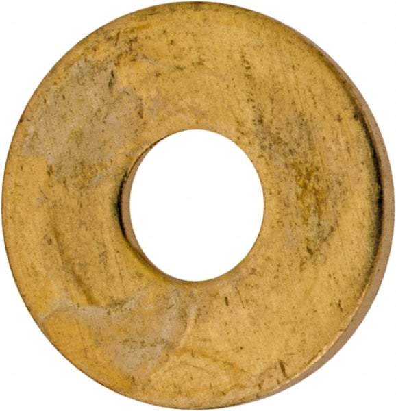 Value Collection - #6 Screw, Brass Standard Flat Washer - 0.147" ID x 3/8" OD, 0.032" Thick, Plain Finish - All Tool & Supply