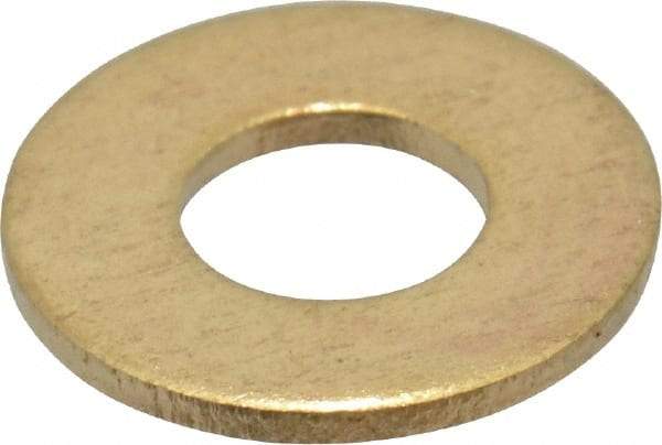 Value Collection - #8 Screw, Brass Standard Flat Washer - 0.172" ID x 3/8" OD, 0.032" Thick, Plain Finish - All Tool & Supply