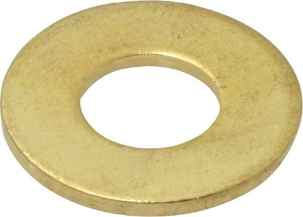 Value Collection - #24 Screw, Brass Standard Flat Washer - 0.386" ID x 7/8" OD, 0.057" Thick, Plain Finish - All Tool & Supply