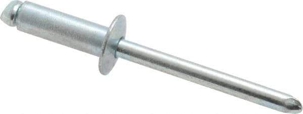 RivetKing - Size 66 Dome Head Steel Open End Blind Rivet - Steel Mandrel, 0.251" to 3/8" Grip, 3/8" Head Diam, 0.192" to 0.196" Hole Diam, 0.575" Length Under Head, 3/16" Body Diam - All Tool & Supply