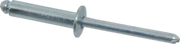 RivetKing - Size 610 Dome Head Steel Open End Blind Rivet - Steel Mandrel, 0.501" to 5/8" Grip, 3/8" Head Diam, 0.192" to 0.196" Hole Diam, 0.825" Length Under Head, 3/16" Body Diam - All Tool & Supply