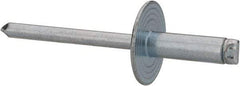 RivetKing - Size 66 Large Flange Dome Head Steel Open End Blind Rivet - Steel Mandrel, 0.251" to 3/8" Grip, 5/8" Head Diam, 0.192" to 0.196" Hole Diam, 0.575" Length Under Head, 3/16" Body Diam - All Tool & Supply