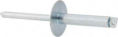 RivetKing - Size 612 Large Flange Dome Head Steel Open End Blind Rivet - Steel Mandrel, 0.626" to 3/4" Grip, 5/8" Head Diam, 0.192" to 0.196" Hole Diam, 0.95" Length Under Head, 3/16" Body Diam - All Tool & Supply