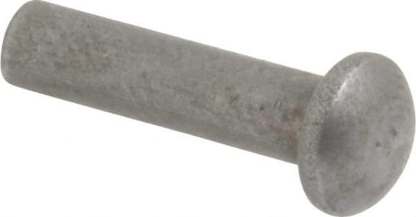 RivetKing - 1/8" Body Diam, Round Uncoated Steel Solid Rivet - 1/2" Length Under Head - All Tool & Supply