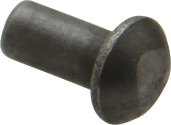 RivetKing - 3/16" Body Diam, Round Uncoated Steel Solid Rivet - 3/8" Length Under Head - All Tool & Supply