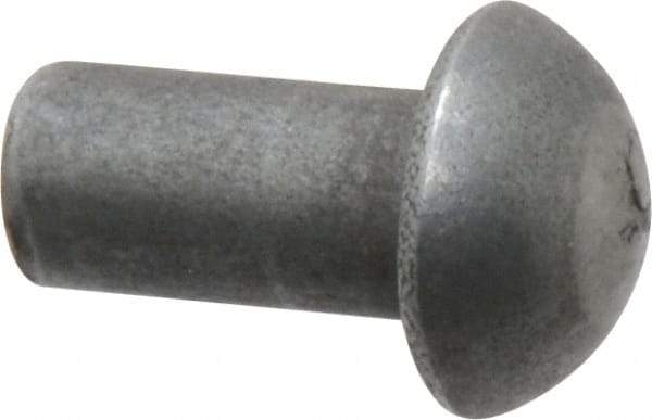 RivetKing - 1/4" Body Diam, Round Uncoated Steel Solid Rivet - 1/2" Length Under Head - All Tool & Supply
