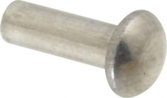 RivetKing - 1/8" Body Diam, Round Aluminum Solid Rivet - 3/8" Length Under Head, Grade 1100F - All Tool & Supply