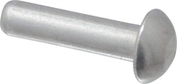 RivetKing - 1/8" Body Diam, Round Uncoated Aluminum Solid Rivet - 1/2" Length Under Head, Grade 1100F - All Tool & Supply