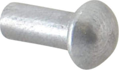 RivetKing - 5/32" Body Diam, Round Uncoated Aluminum Solid Rivet - 3/8" Length Under Head, Grade 1100F - All Tool & Supply