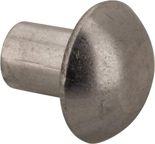 RivetKing - 3/16" Body Diam, Round Uncoated Aluminum Solid Rivet - 1/4" Length Under Head, Grade 1100F - All Tool & Supply